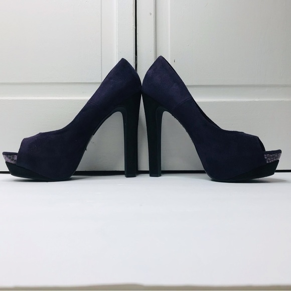 HEART IN D Purple Open Toe Suede High Heels Size 9❗️PRICE IS FIRM❗️ - Picture 6 of 9